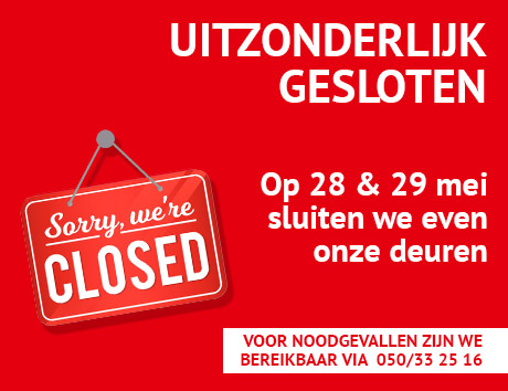 Onze kantoren zijn uitzonderlijk gesloten op donderdag 28 en vrijdag 29 mei 2026